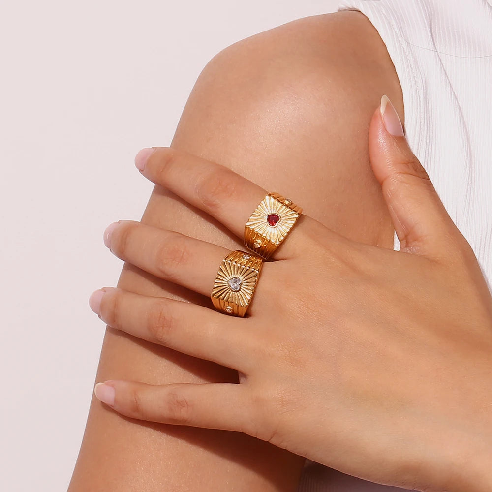 Sunburst Heart Ring
