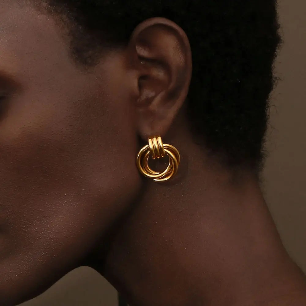 Triple Loop Love Knot Studs