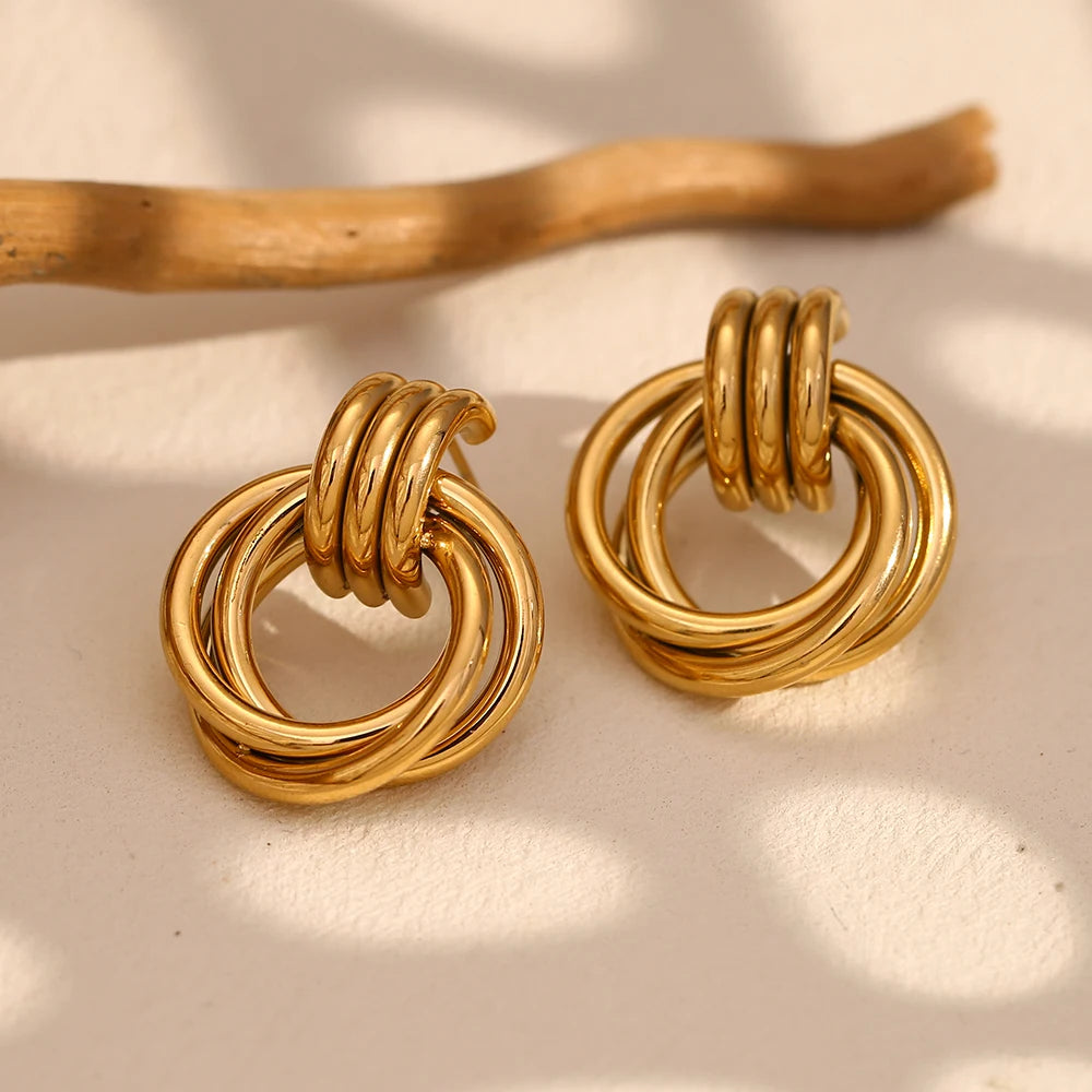 Triple Loop Love Knot Studs