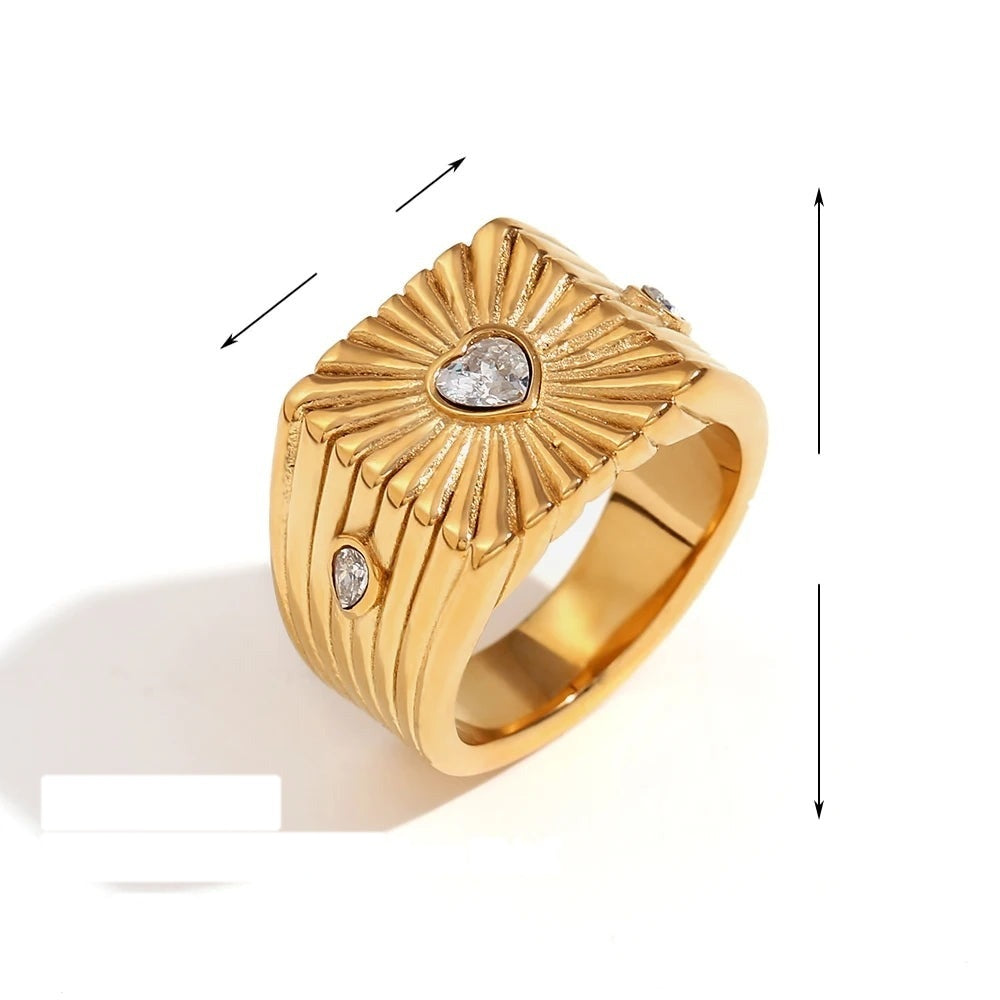 Sunburst Heart Ring