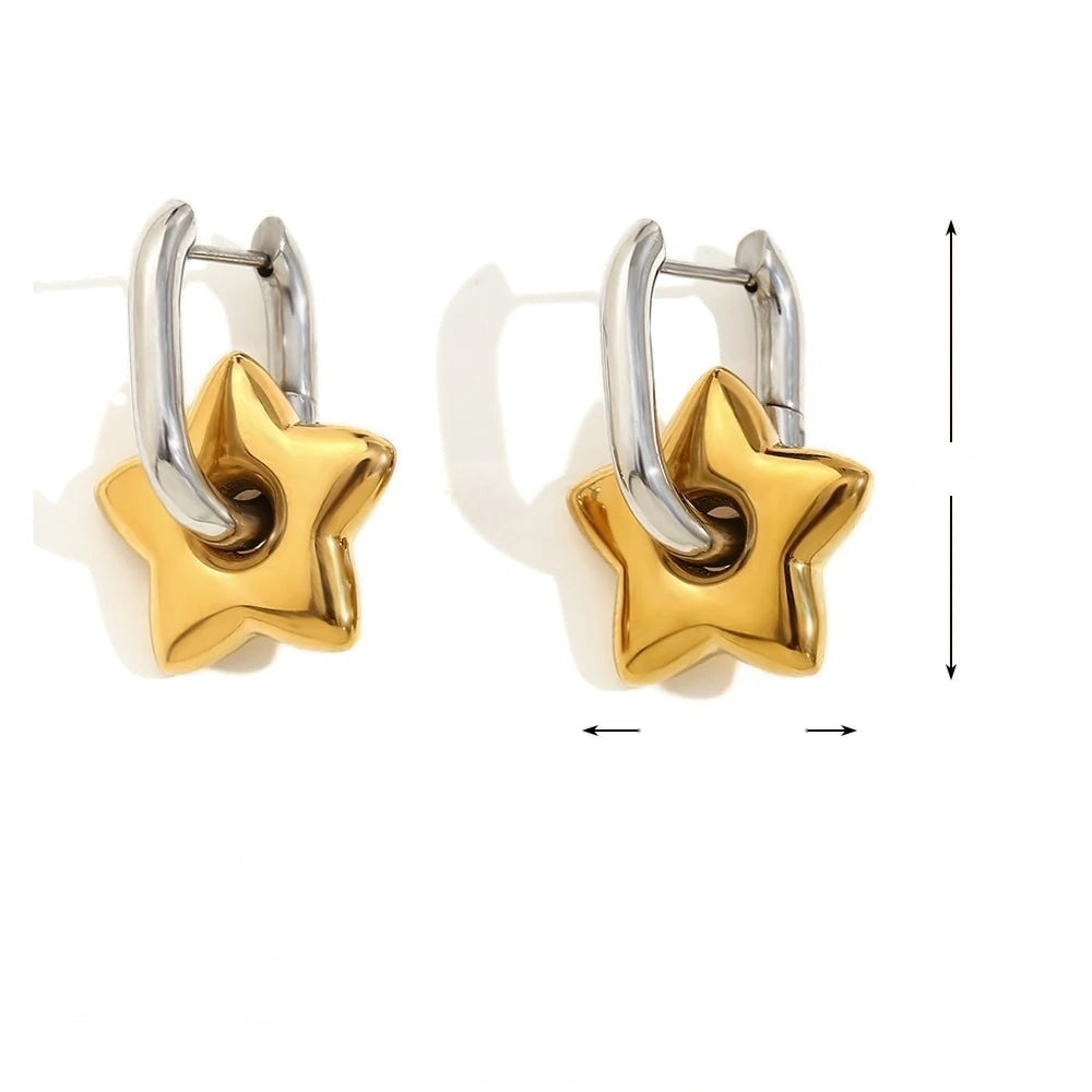 Heart & Star Charm Hoops